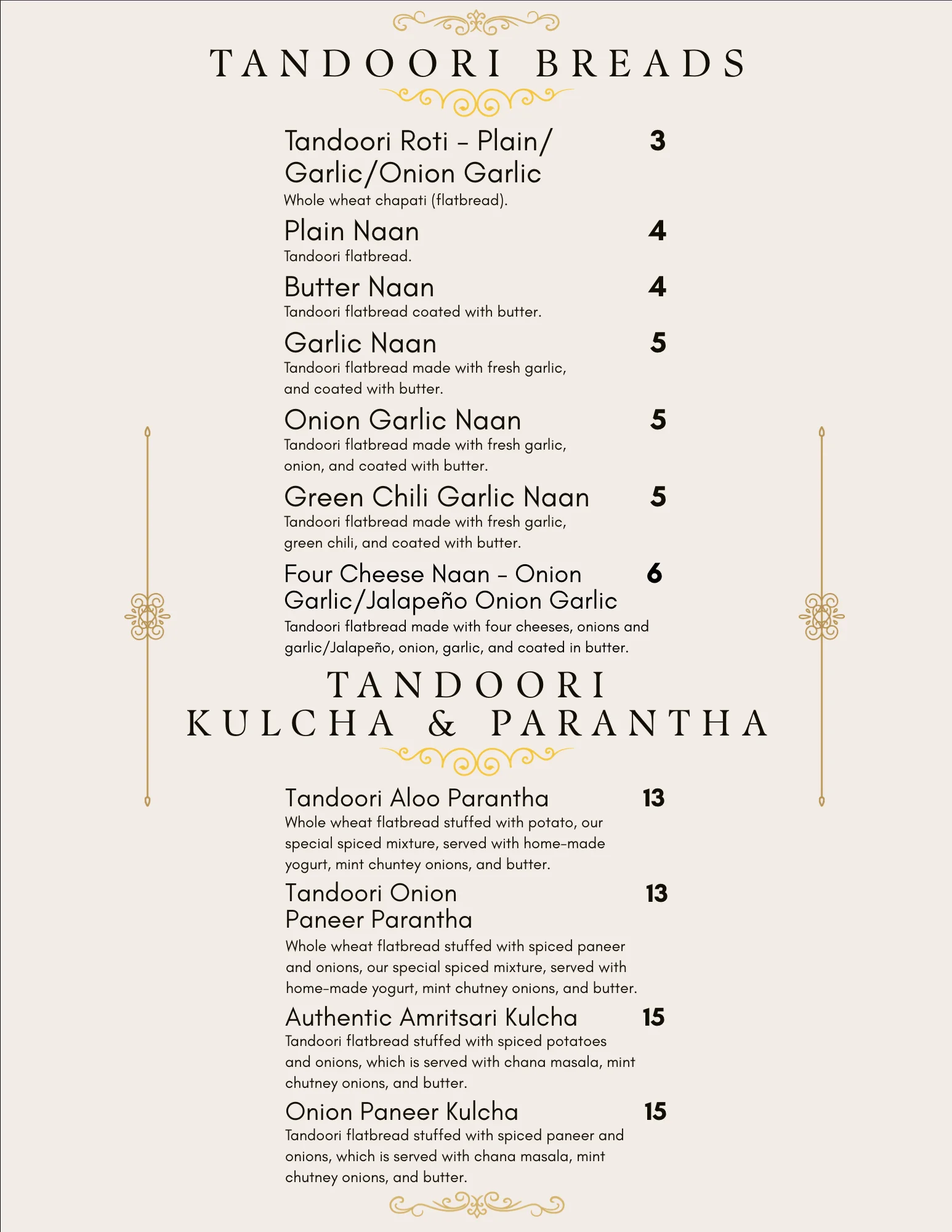 Golden Hours Indian Bistro Dine In Menu Page 4