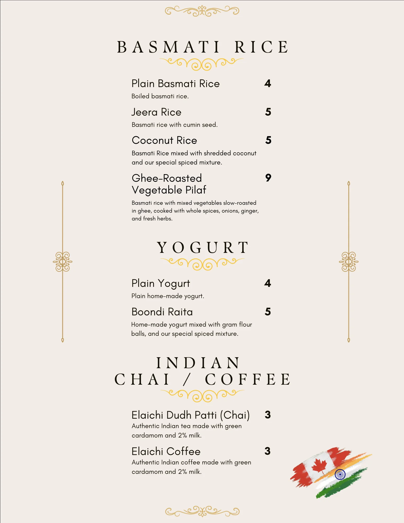 Golden Hours Indian Bistro Dine In Menu Page 5