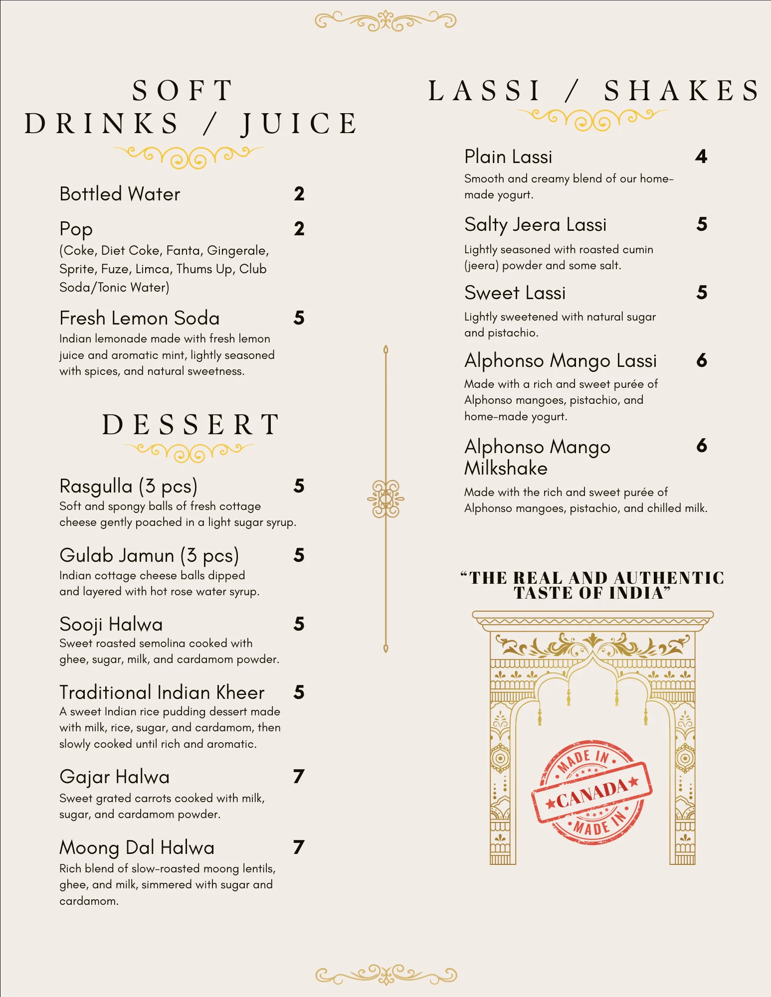 Golden Hours Indian Bistro Dine In Menu Page 6