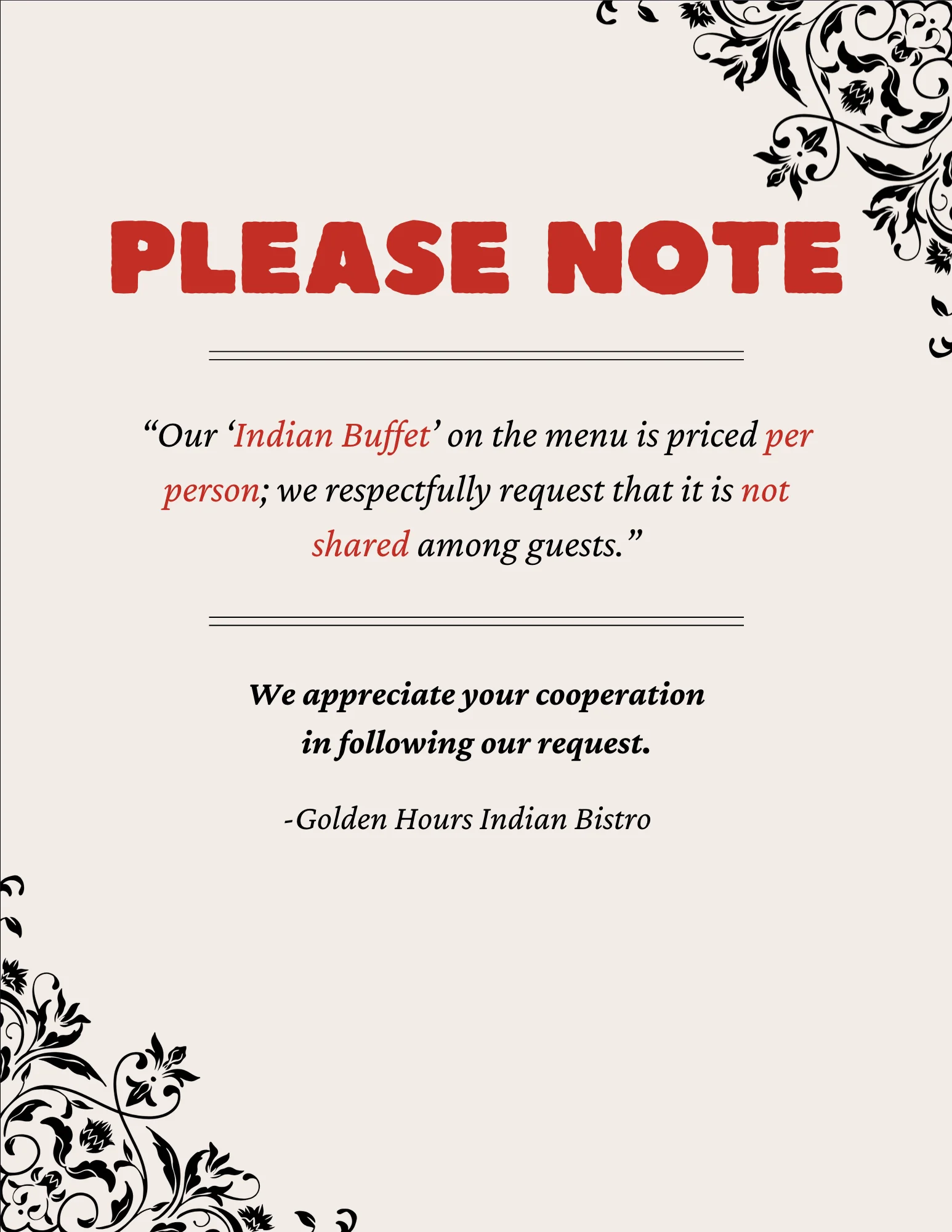 Golden Hours Indian Bistro Dine In Menu Page 7