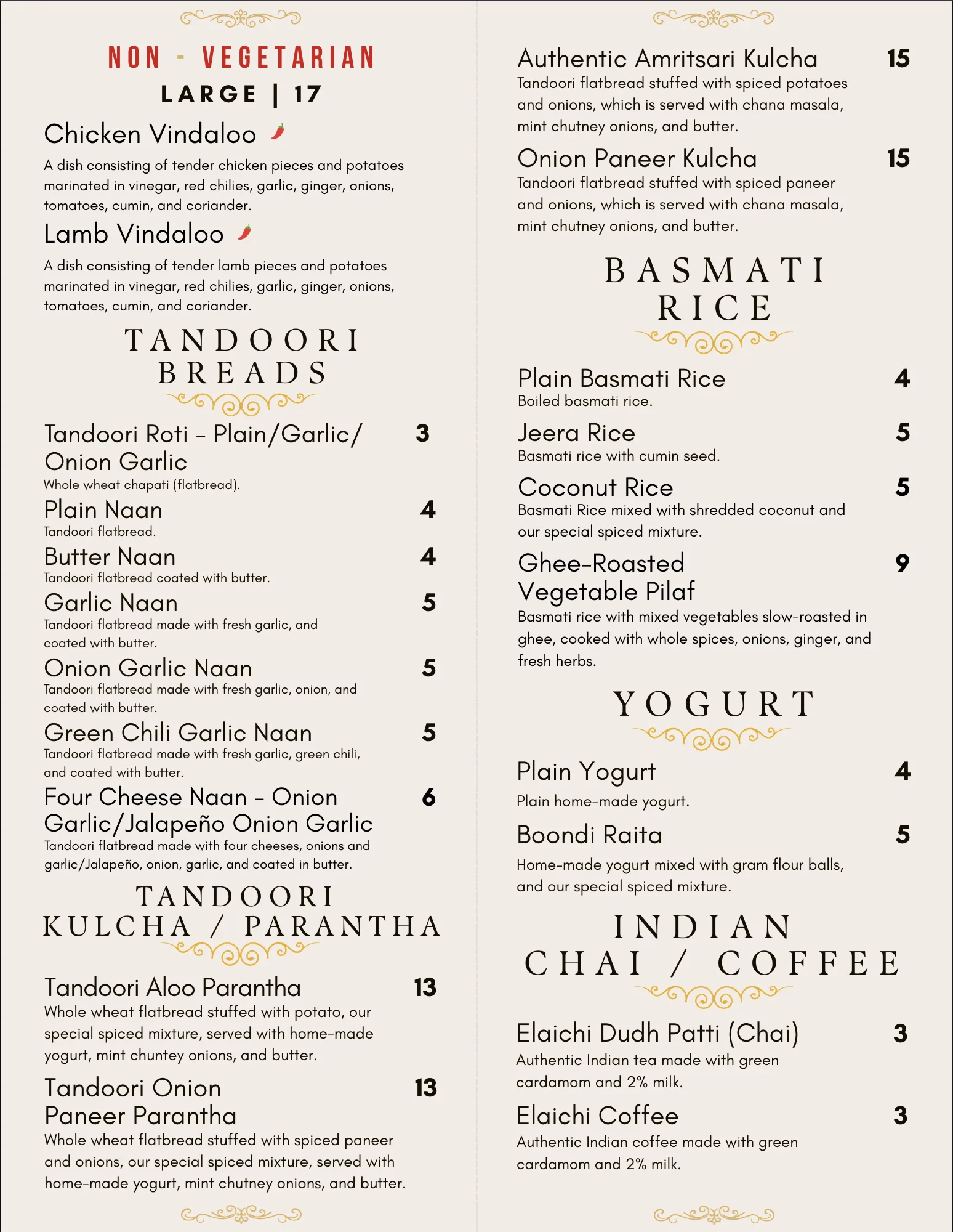 Golden Hours Indian Bistro Takeout Menu Page 4