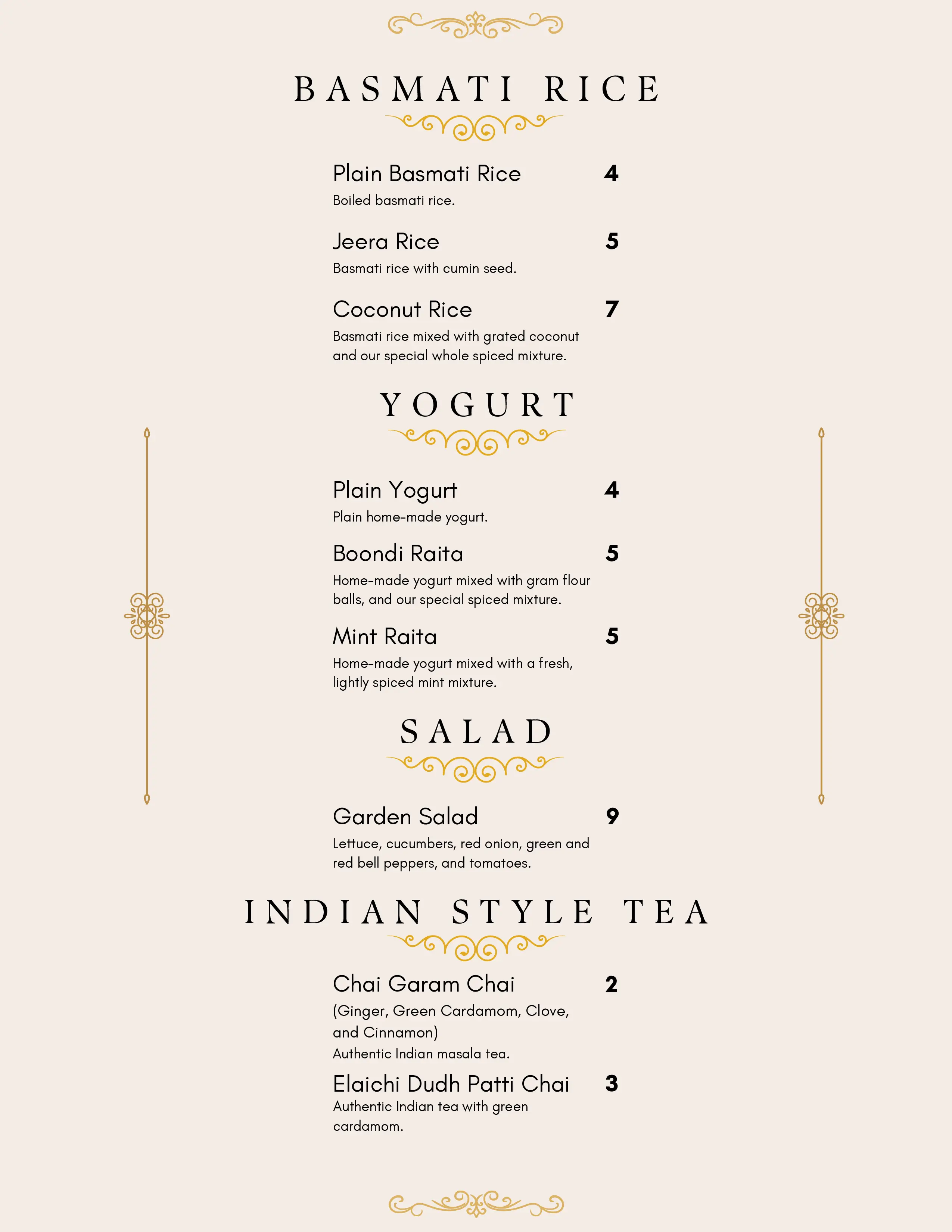 Golden Hours Indian Bistro Dine In Menu Page 5