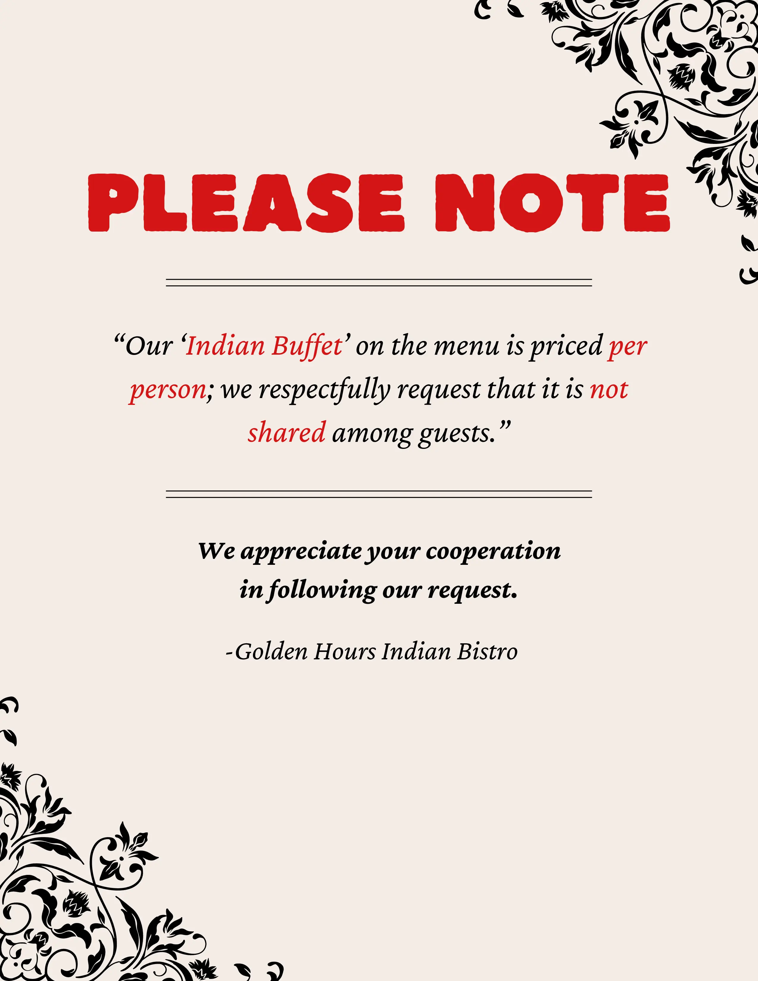 Golden Hours Indian Bistro Dine In Menu Page 7
